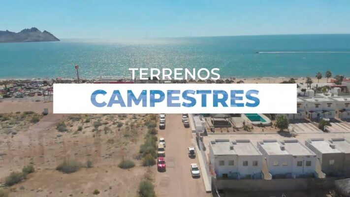 promoción de terrenos campestres en Bahia de Kino desde arriba drones