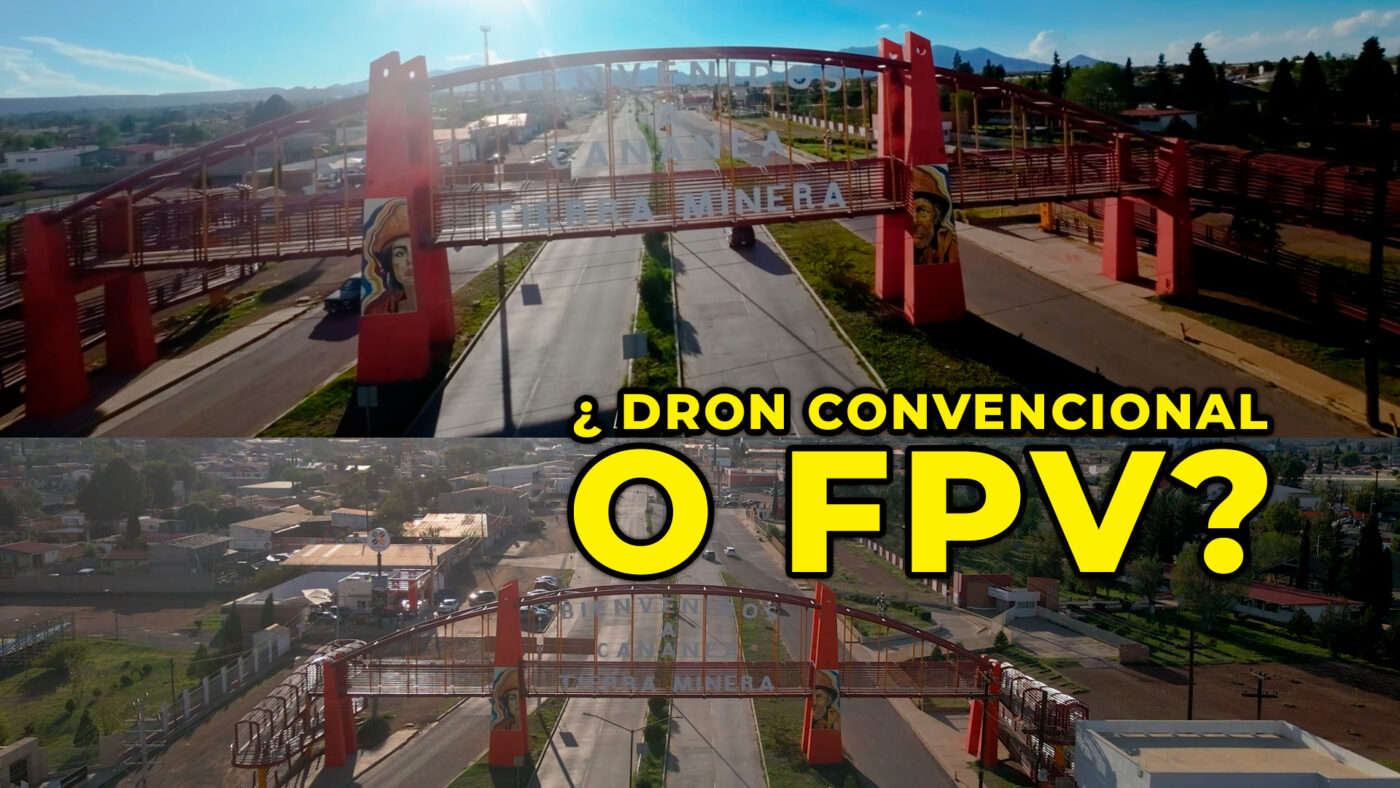 Descubre la diferencia entre un dron convencional y un dron FPV en la apertura de Caffenio Cananea. Desde Arriba Drones ofrece ambos estilos para tu proyecto.